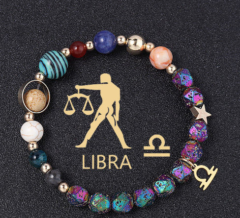 Natural Volcanic Rock Electroplating Twelve Constellations Bracelets