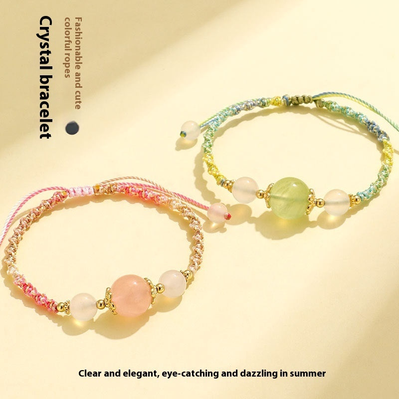 White Agate Prehnite Hand-woven Couple Bracelets