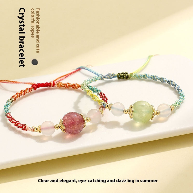 White Agate Prehnite Hand-woven Couple Bracelets