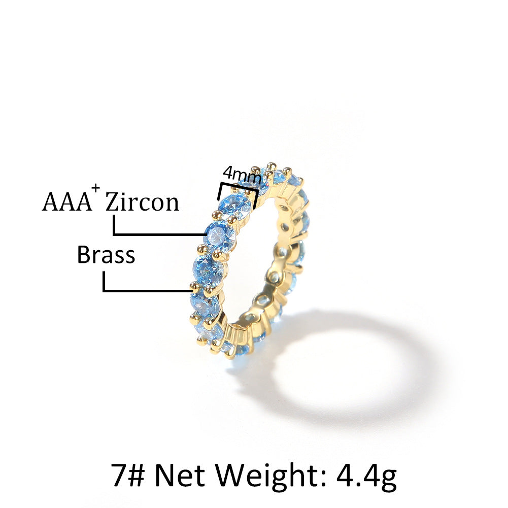 Creative Row Of Colored Zirconia Rings