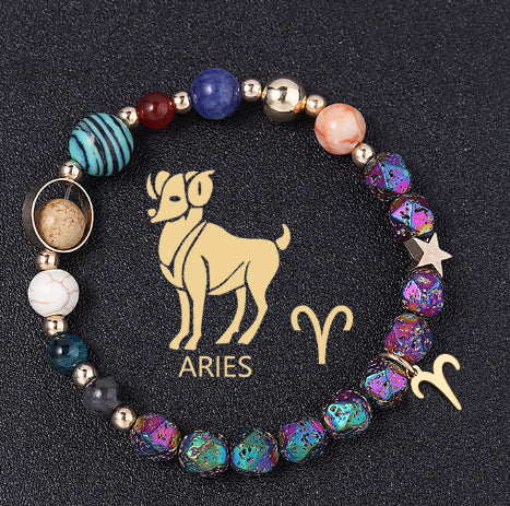 Natural Volcanic Rock Electroplating Twelve Constellations Bracelets