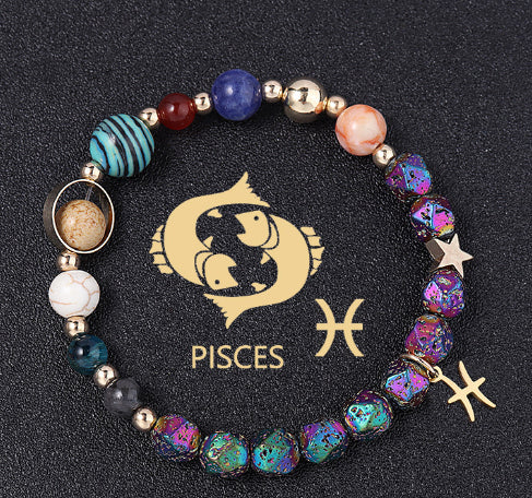 Natural Volcanic Rock Electroplating Twelve Constellations Bracelets