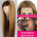 Real Human Hair Female Long Straight Hair Front Lace Wig Head Cover