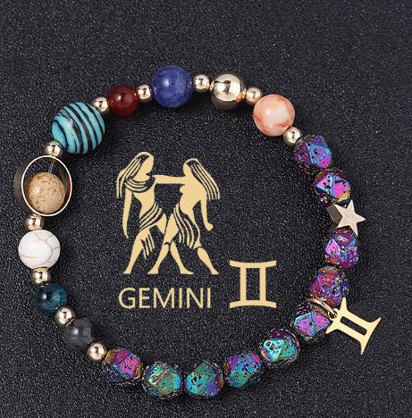 Natural Volcanic Rock Electroplating Twelve Constellations Bracelets