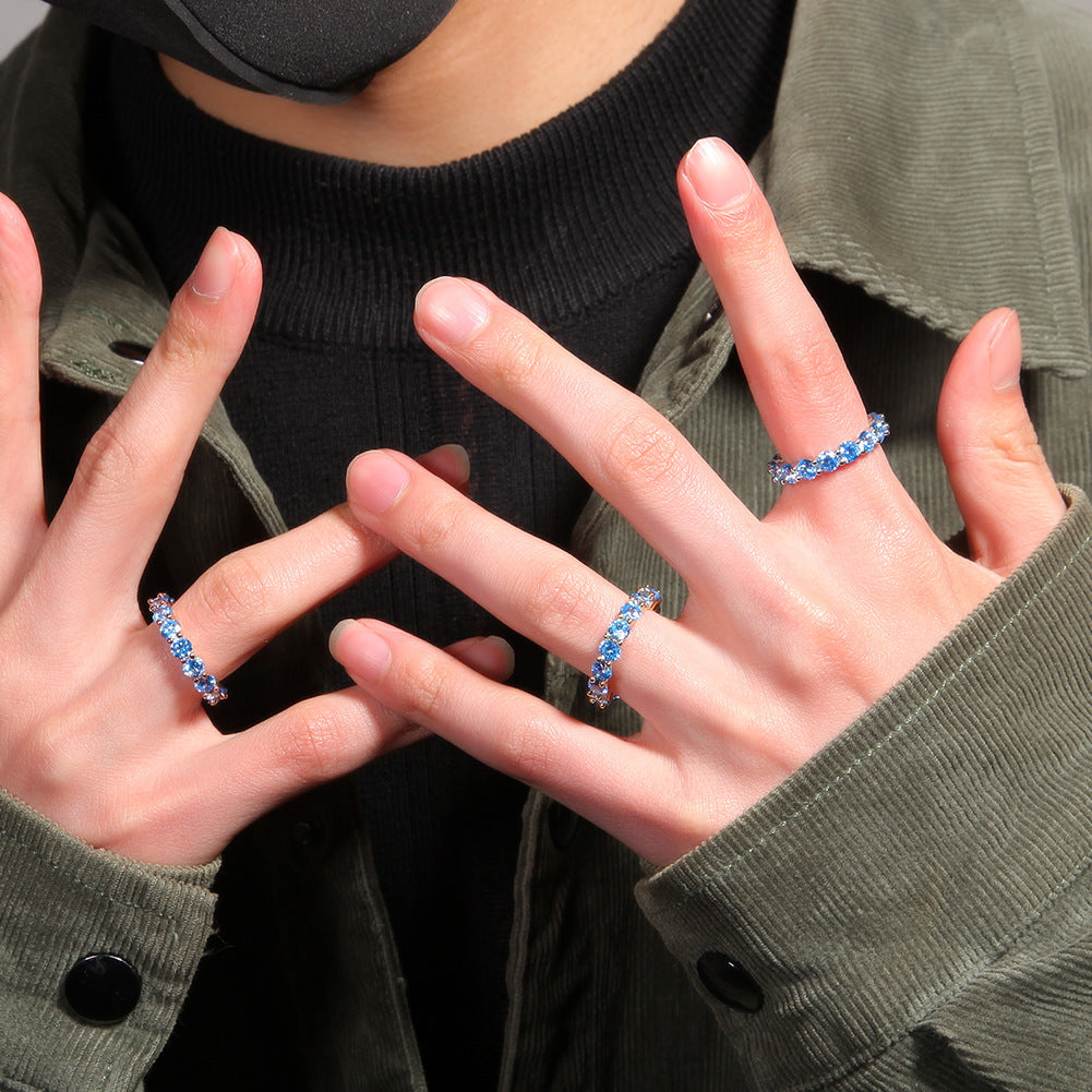 Creative Row Of Colored Zirconia Rings