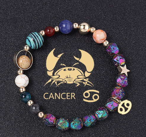 Natural Volcanic Rock Electroplating Twelve Constellations Bracelets