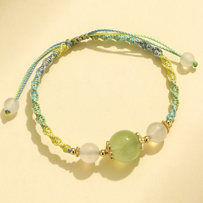 White Agate Prehnite Hand-woven Couple Bracelets