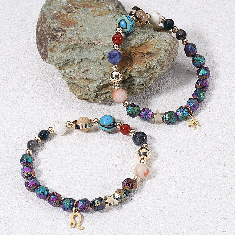 Natural Volcanic Rock Electroplating Twelve Constellations Bracelets