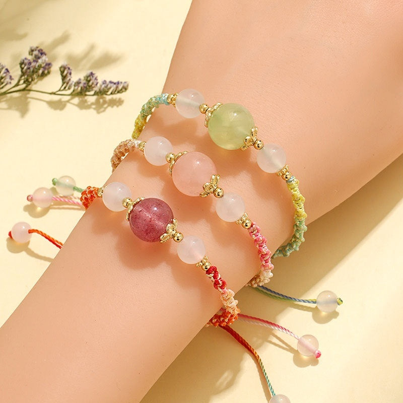White Agate Prehnite Hand-woven Couple Bracelets